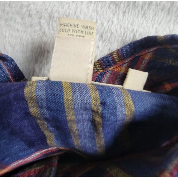 The Territory Ahead Mens XL Plaid Button-Up Shirt Linen Blue Casual Short Sleeve - Picture 4 of 7